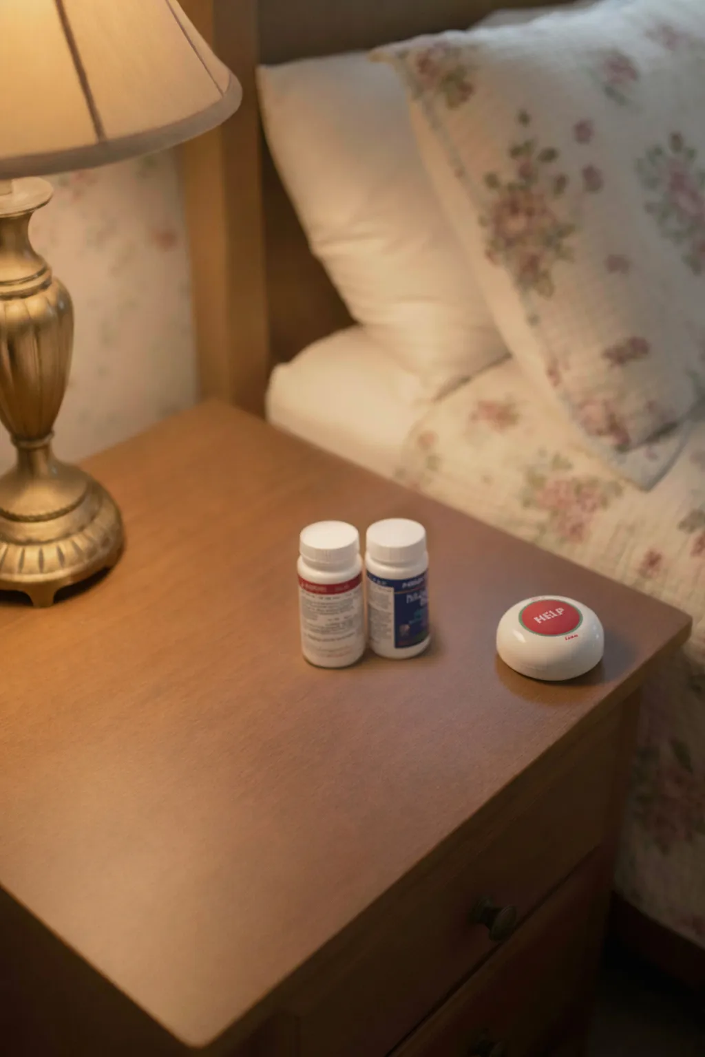 Life Alert bedside help button for seniors and emergency assistance at home